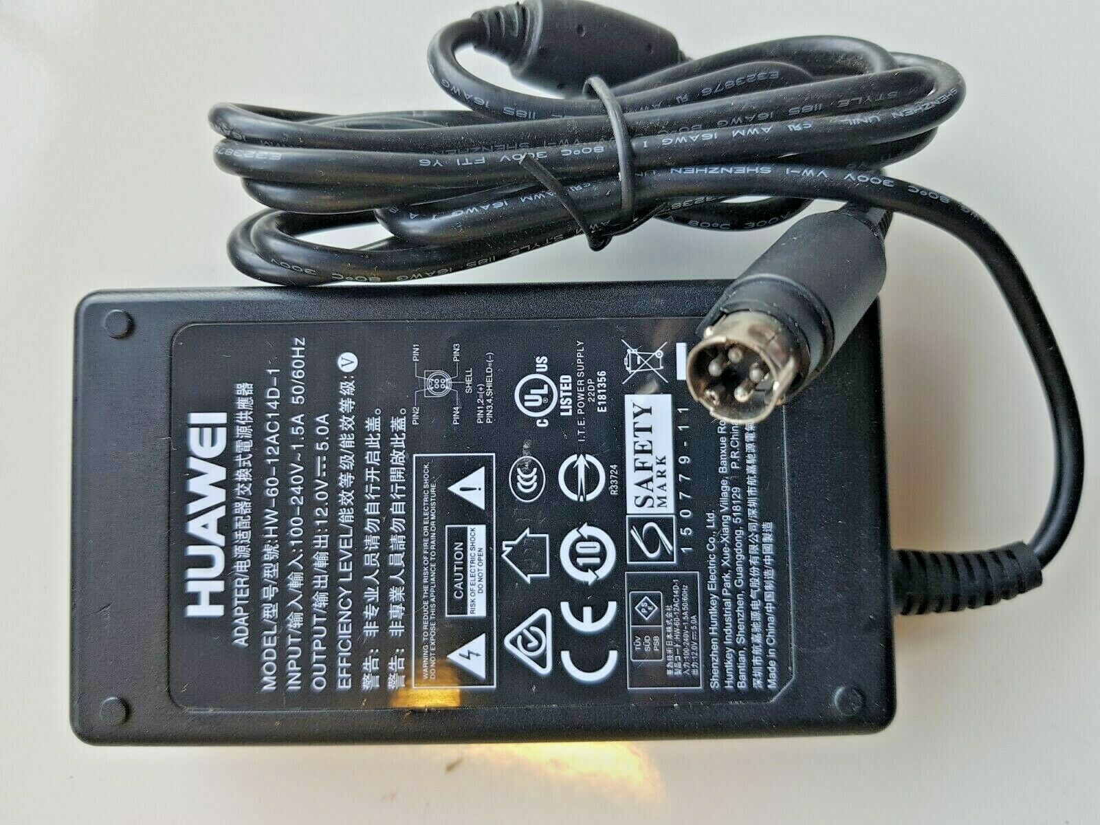 *Brand NEW* HUAWEI HW-60-12AC14D-1 4 PIN DIN 4 ROUTER 12V 5A AC Adapter Power Supply